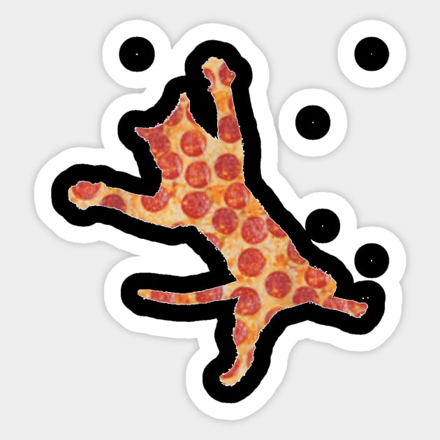 Funny Pepperoni Pizza Jumping Cat Sticker by Peter Smith